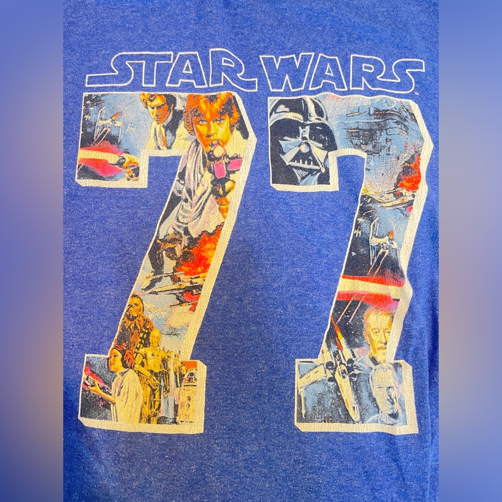 Star Wars Vintage 77 Jersey Style Blue T-Shirt Fifth Sun Medium Cotton Poly.